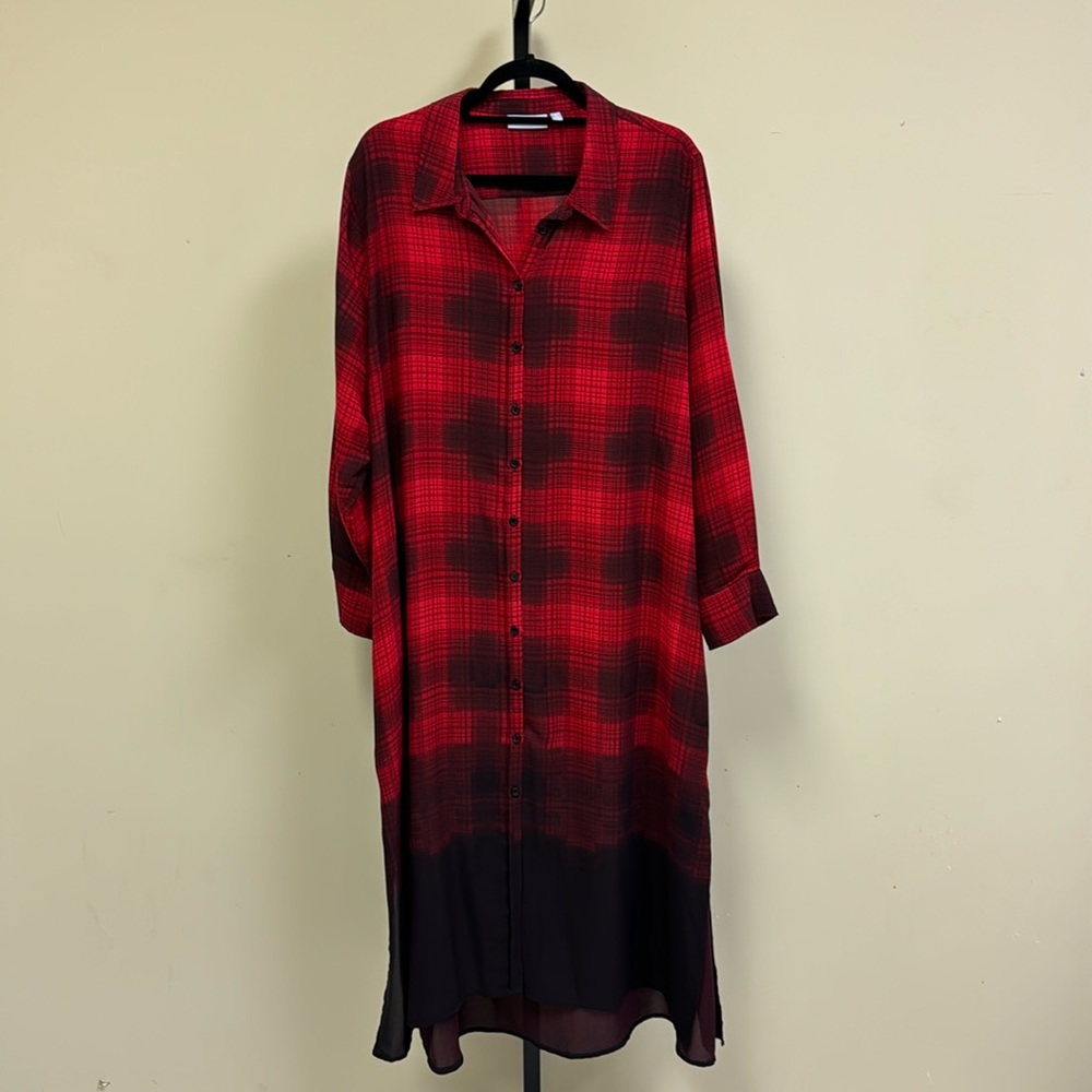 Plus size Harper & Liv red plaid shirt dress